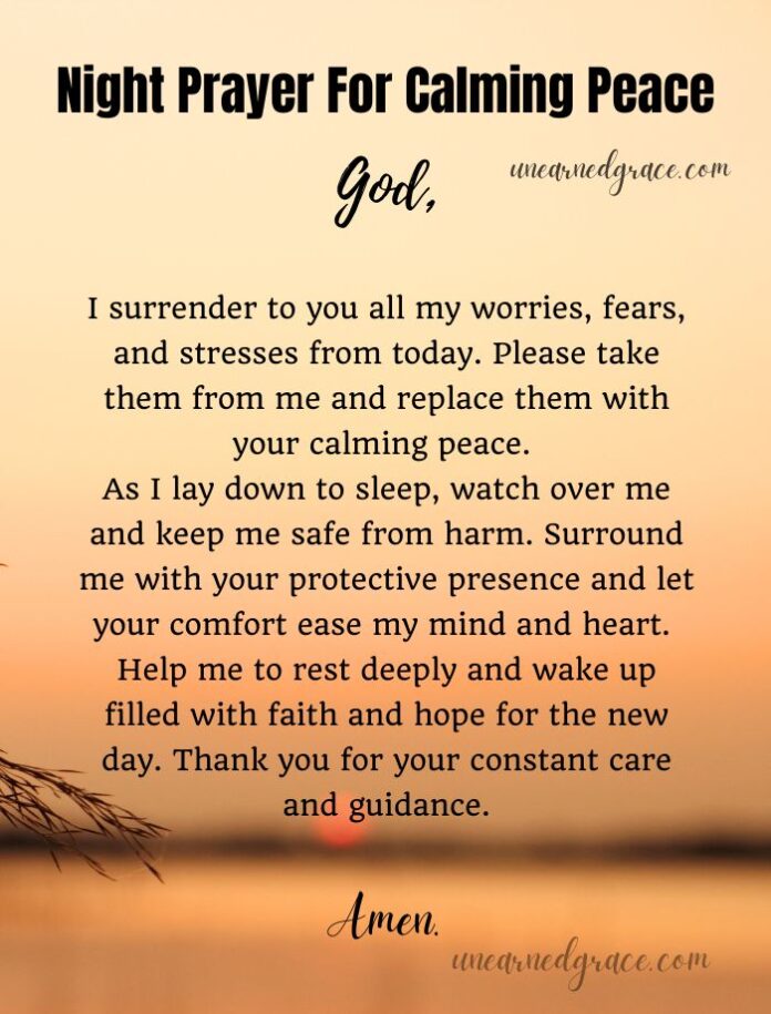 14 Night Prayers For A Calm And Restful Sleep - Unearned Grace