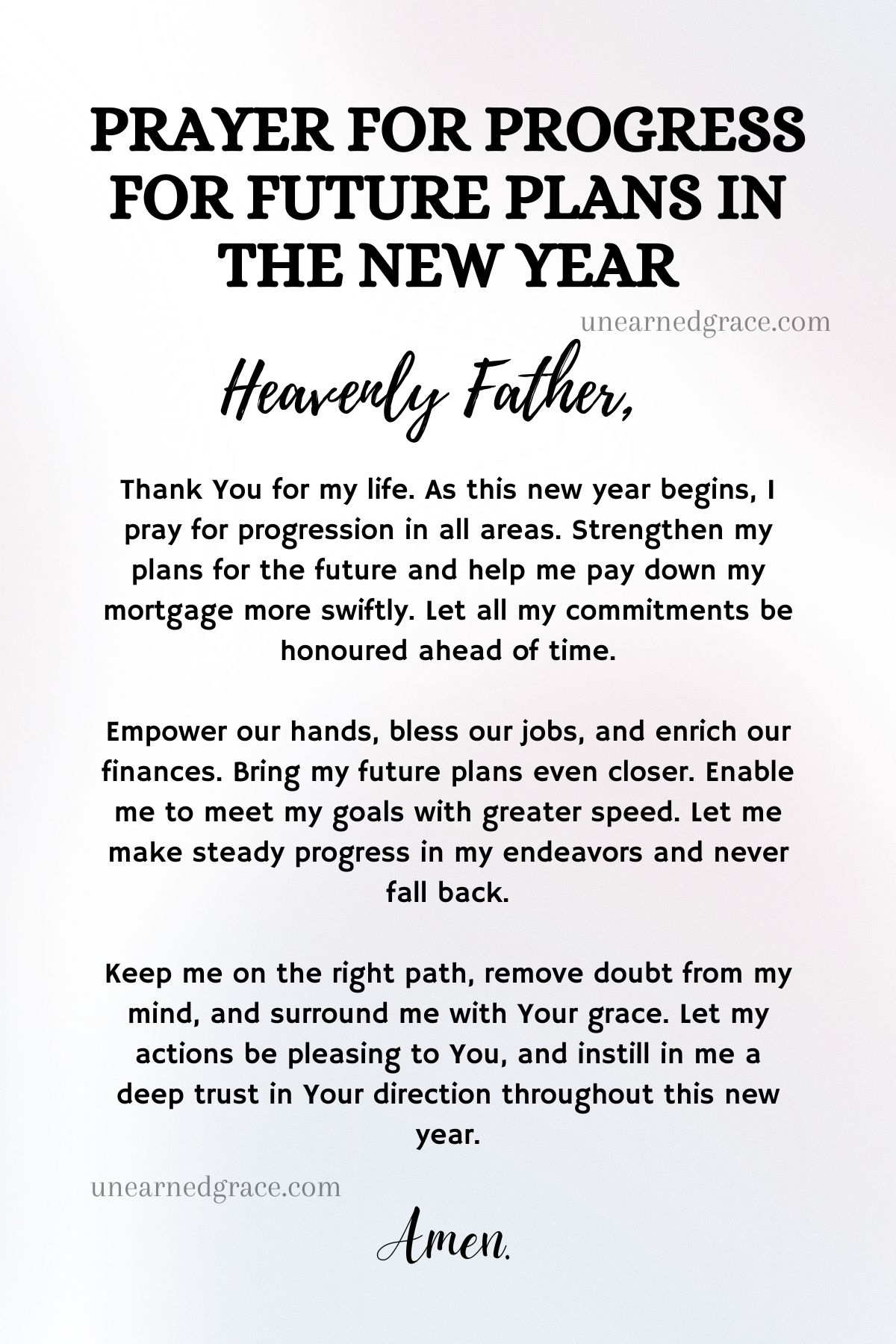 10 Prayers For Progress In The New Year - Unearned Grace