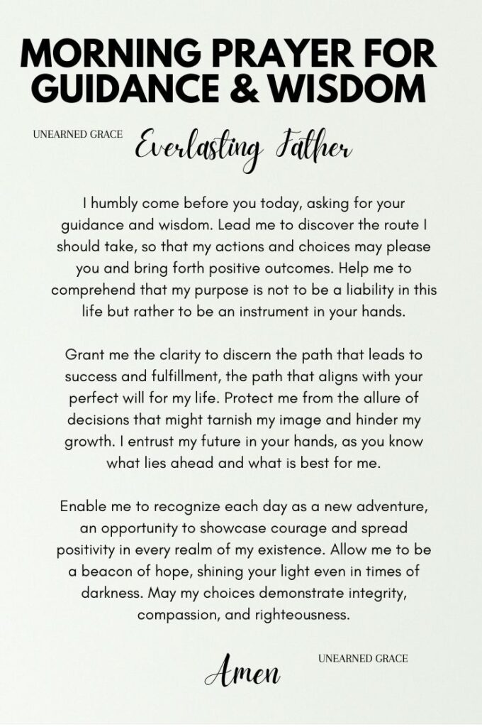 Morning prayer for guidance & wisdom